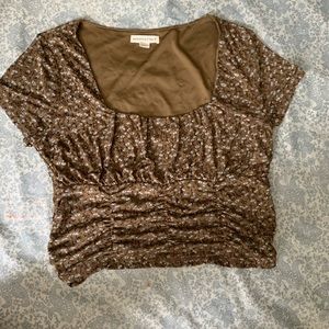 Abercrombie brown flower crop top Sz L